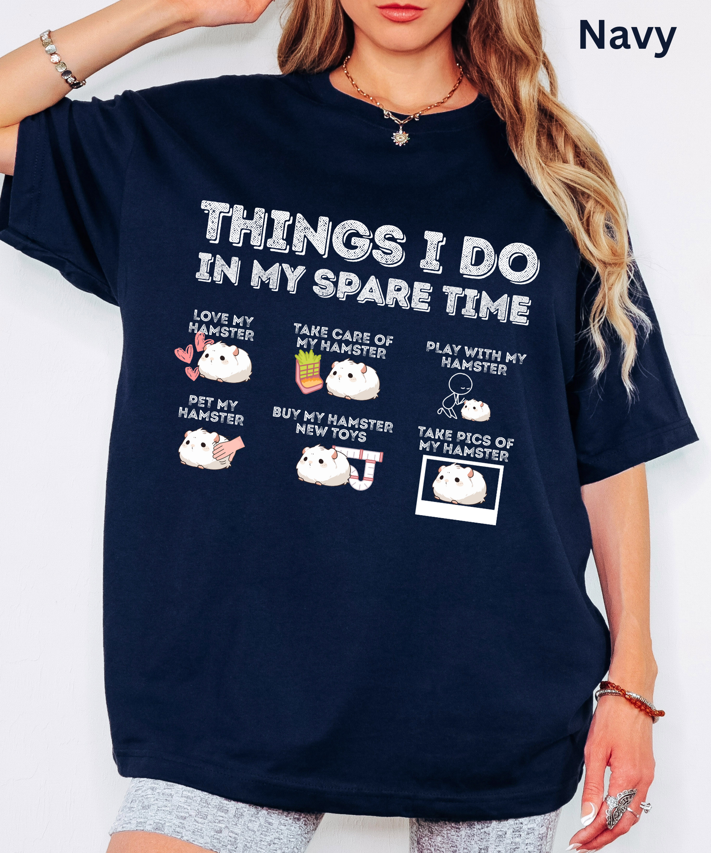 Funny Hamster T-Shirt - Things I Do in My Spare Time, Pet Lover Graphic Tee, Cute Animal Shirt Gift for Hamster Owners & Kids