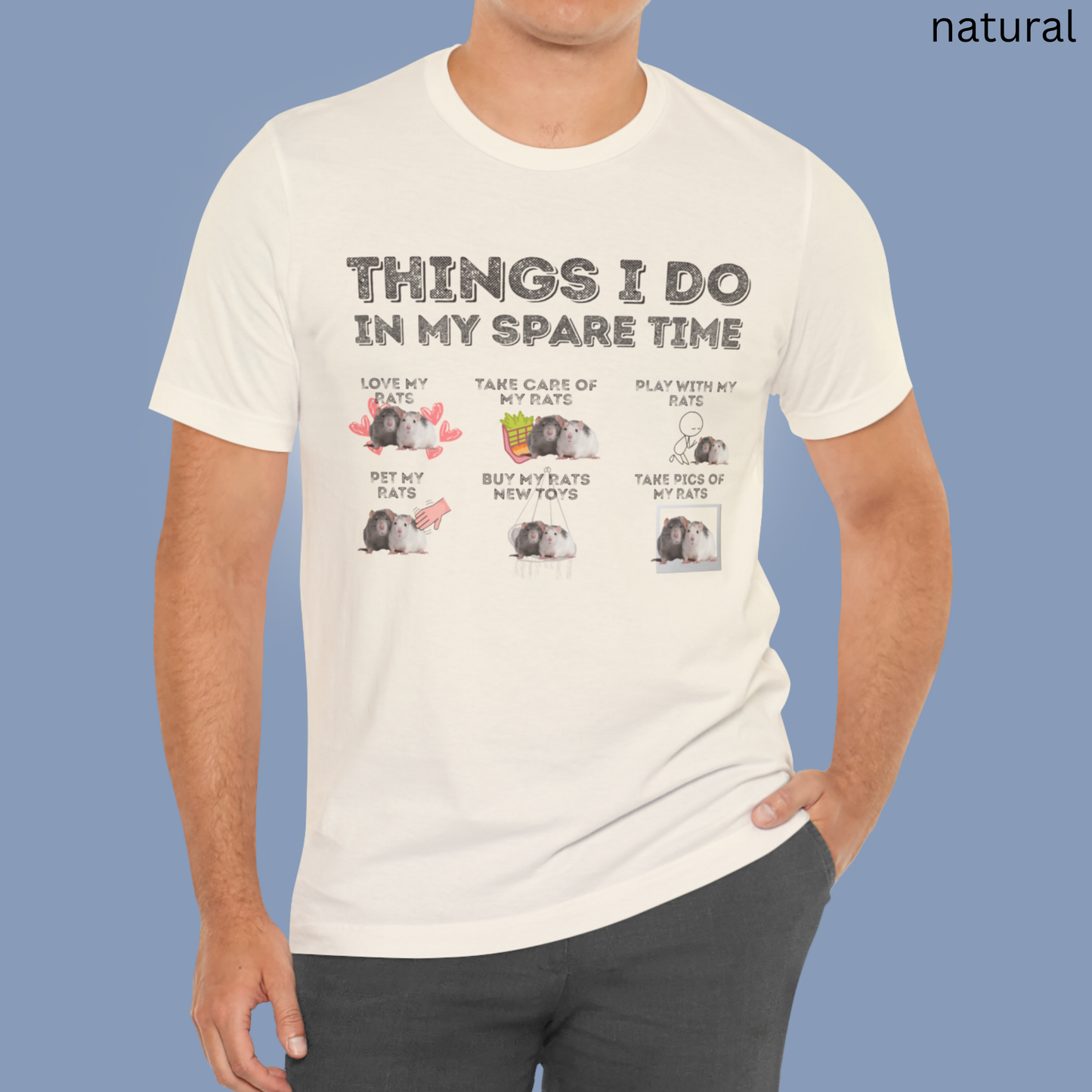 Rat Lover T-Shirt | Things - Do in My Spare Time Graphic Tee, Cute Pet Rat Owner Shirt, for Rodent Lovers & Animal Gift Idea
