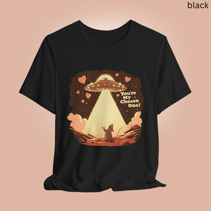 Funny You are My Chosen One Rat UFO T-Shirt -  Alien Abduction Tee for Rat Lovers, Sci-Fi Fans & Quirky Valentines Day Gift