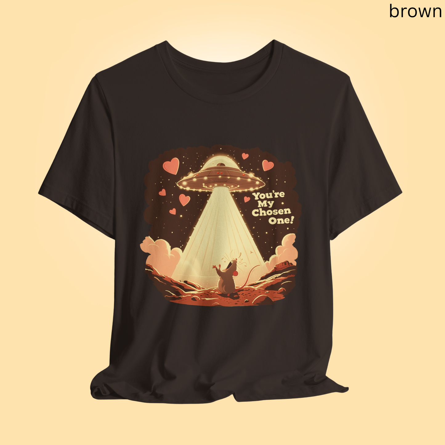 Funny You are My Chosen One Rat UFO T-Shirt -  Alien Abduction Tee for Rat Lovers, Sci-Fi Fans & Quirky Valentines Day Gift