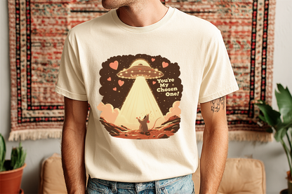 Funny You are My Chosen One Rat UFO T-Shirt -  Alien Abduction Tee for Rat Lovers, Sci-Fi Fans & Quirky Valentines Day Gift