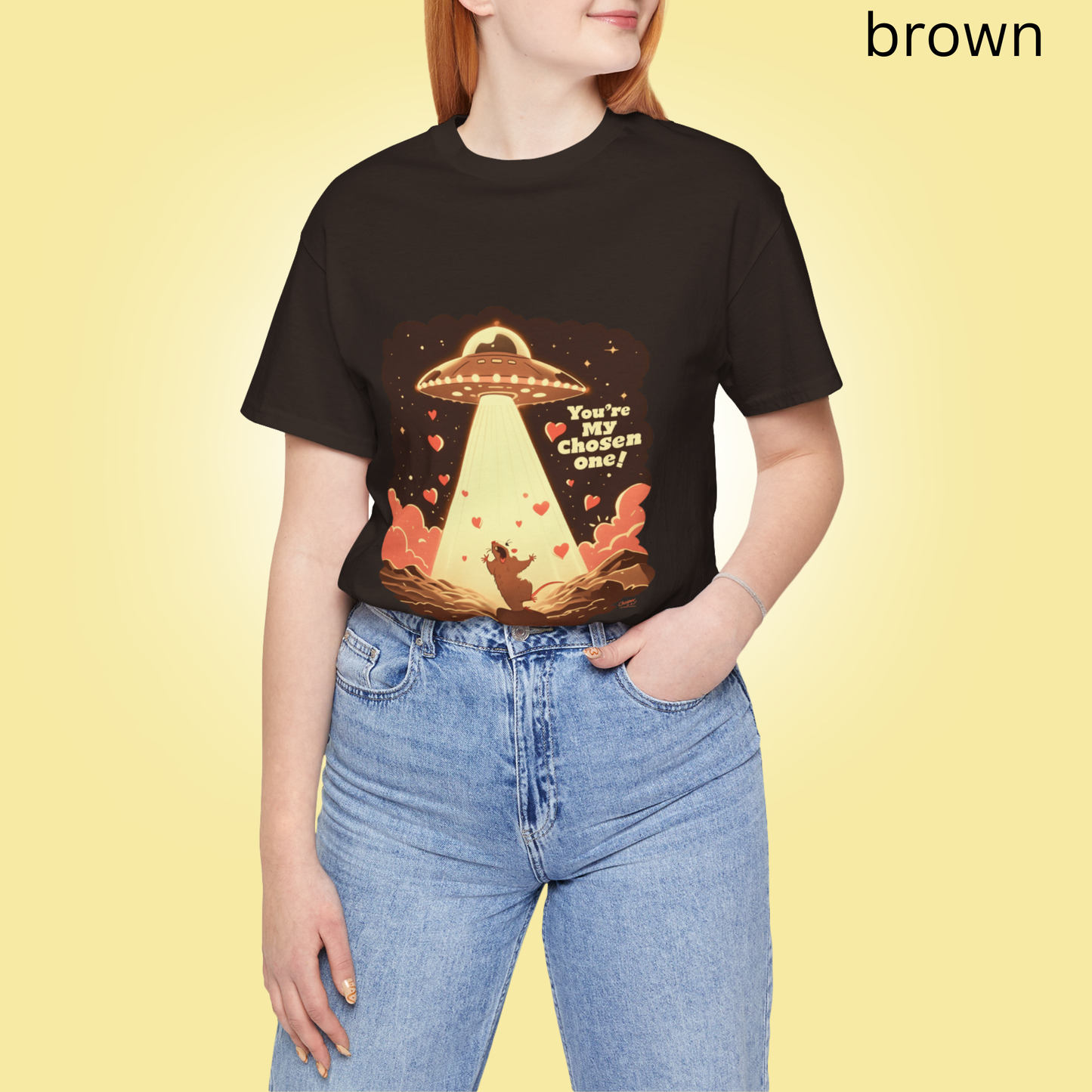 Funny Alien Abduction T-Shirt - You are My Chosen One Rat Graphic Tee, for Rodent Lovers, Sci-Fi Fans & Quirky Valentine Gift