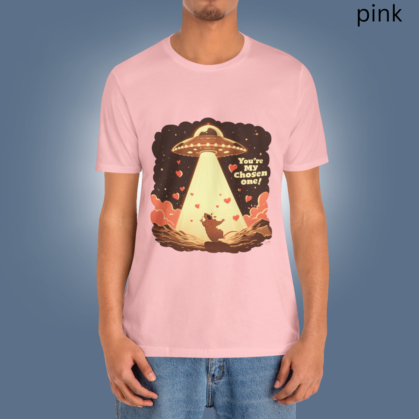 Funny Alien Abduction T-Shirt - You are My Chosen One Rat Graphic Tee, for Rodent Lovers, Sci-Fi Fans & Quirky Valentine Gift